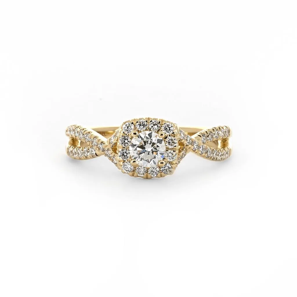 0.71ctw Diamond Engagement Ring   Halo Twist