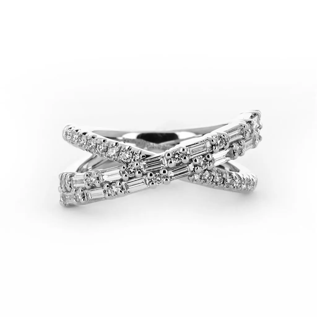 0.79ctw Criss-Cross Diamond Band - White Gold