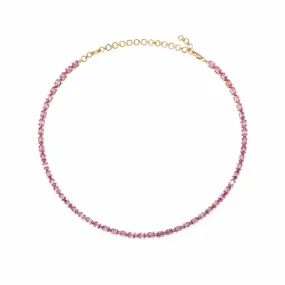 14K & 18K Gold East West Oval Pink Sapphire Necklace