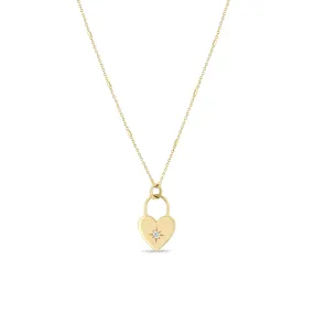 14k Diamond Heart Padlock Necklace