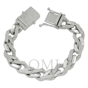 14K GOLD 13MM SOLID OPEN CUBAN LINK BRACELET WITH DIAMONDS