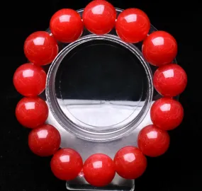 14mm Natural Red Carnelian Round Bead Bracelet