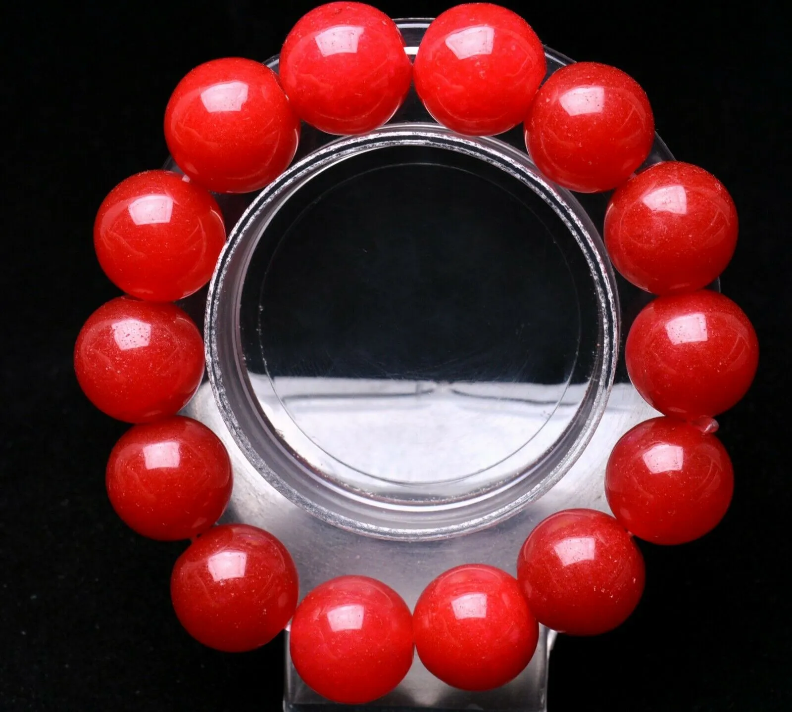 14mm Natural Red Carnelian Round Bead Bracelet