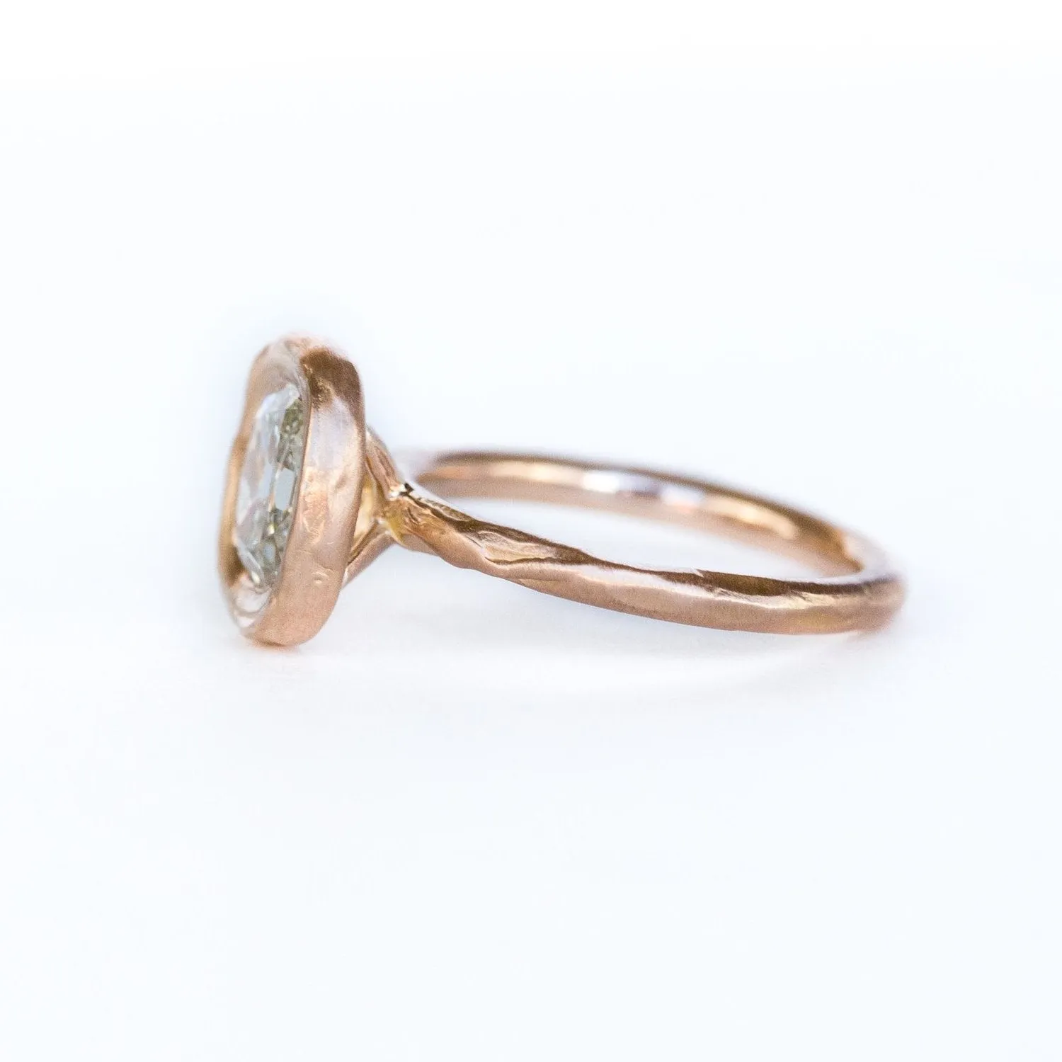 1.54ct Old Cushion Cut Bezel Rose Gold Ring in 18k Rose