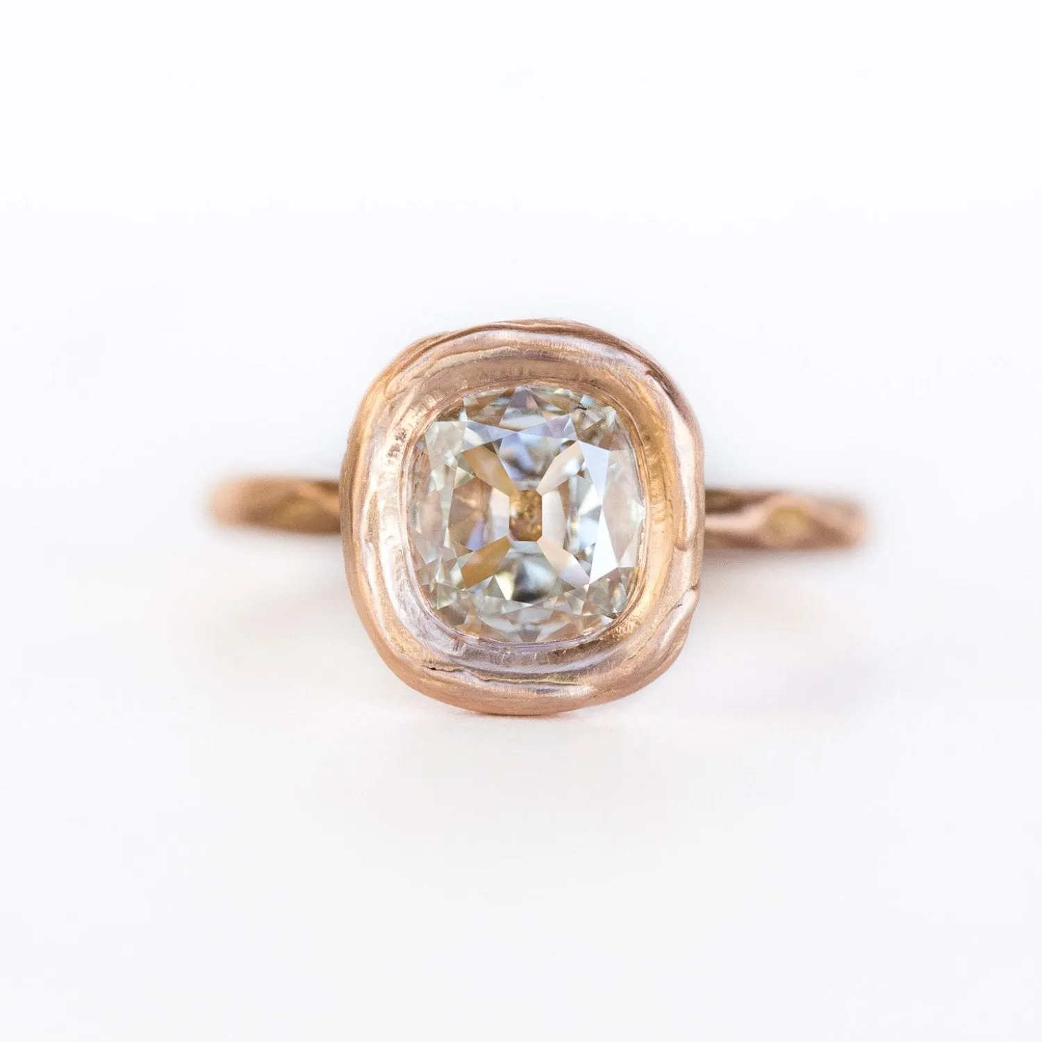 1.54ct Old Cushion Cut Bezel Rose Gold Ring in 18k Rose