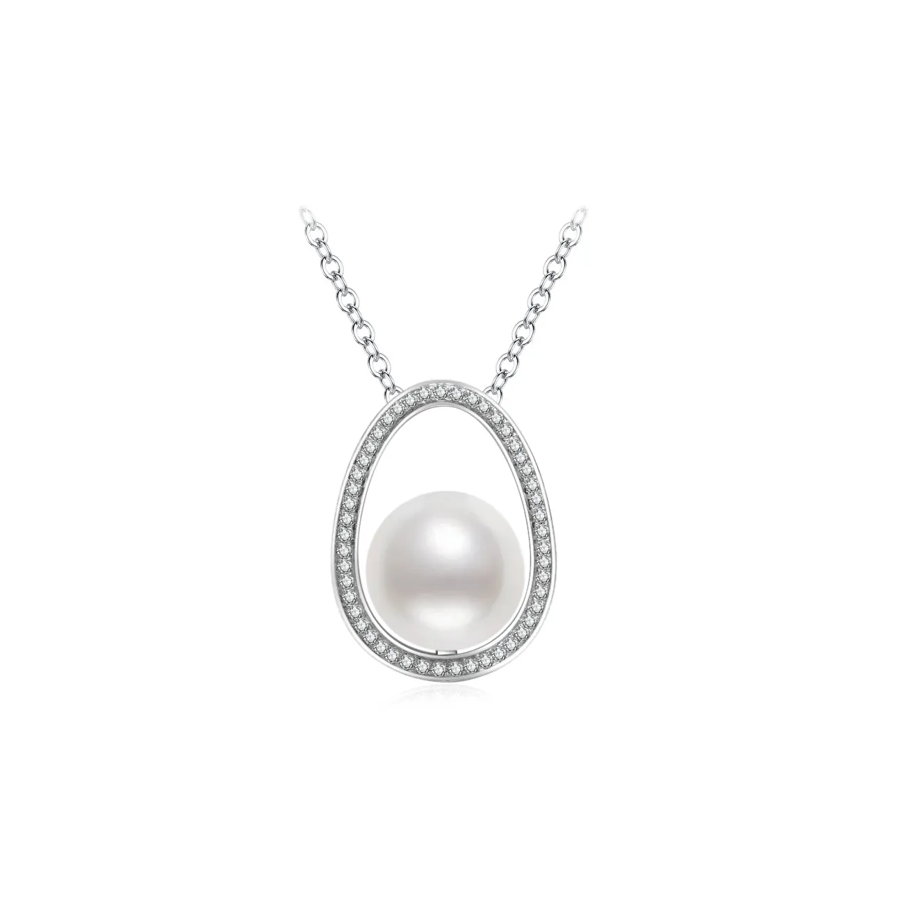 18K Solid Gold Diamond Saltwater Pearl Necklace KN00202