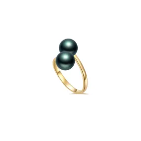 18K Solid Gold Tahitian Pearl Ring KR00068