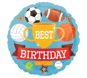 18" Sports Happy Birthday Foil Balloon