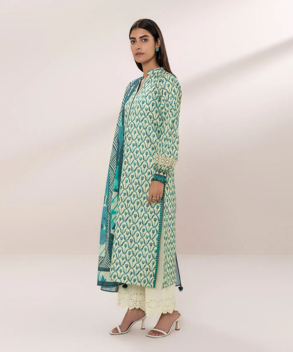 2 Piece - Printed Zari Lawn Suit