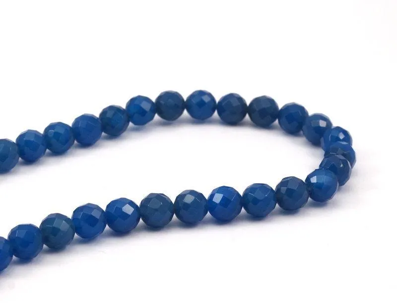 8mm Blue Agate Gemstone Beads - 48 Pcs T028