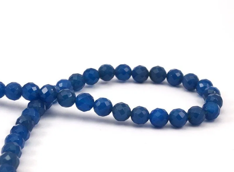 8mm Blue Agate Gemstone Beads - 48 Pcs T028