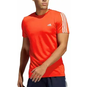 adidas AeroReady 3 Stripes Short Sleeve Mens Running Top - Orange