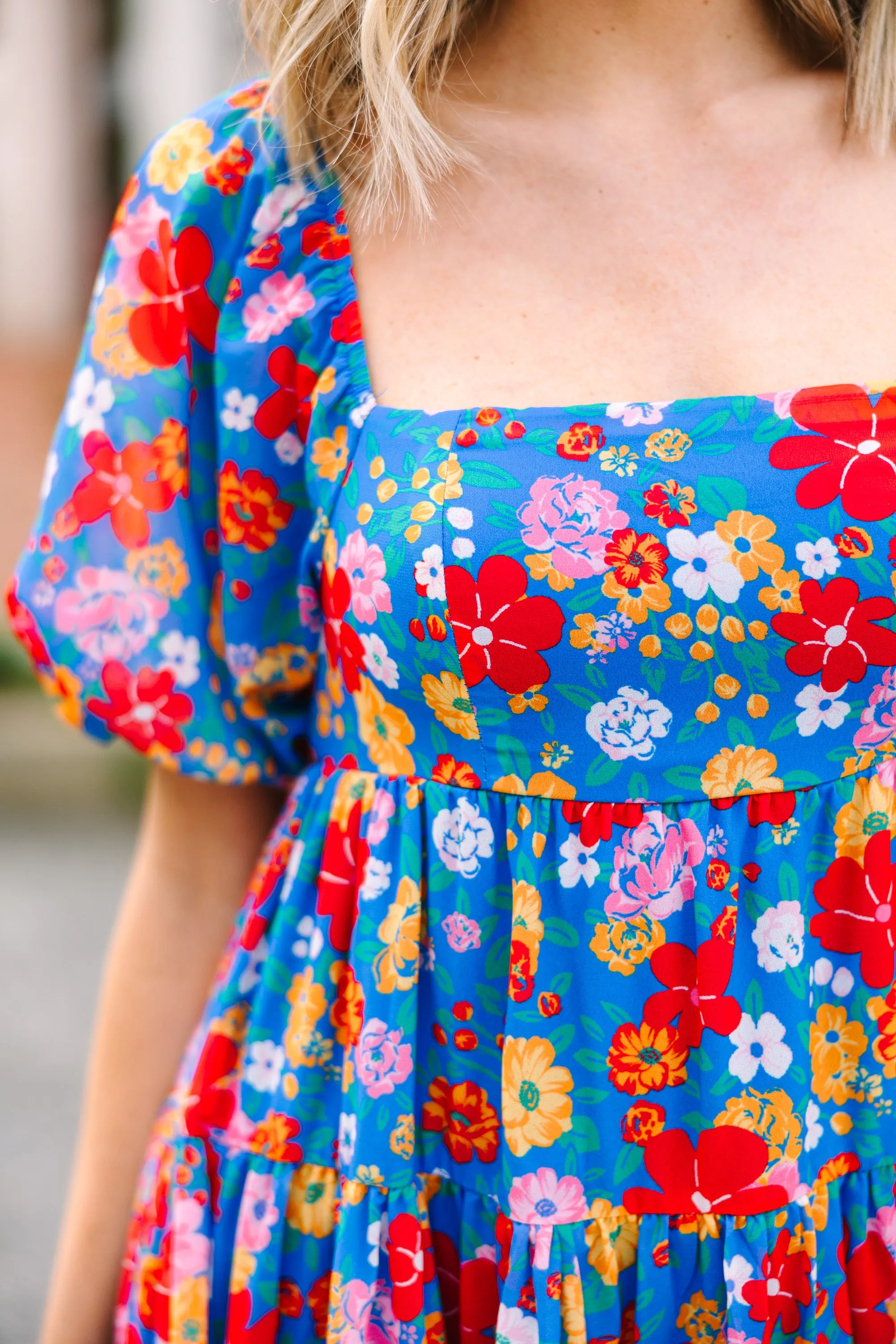 All In A Dream Blue Floral Babydoll Dress