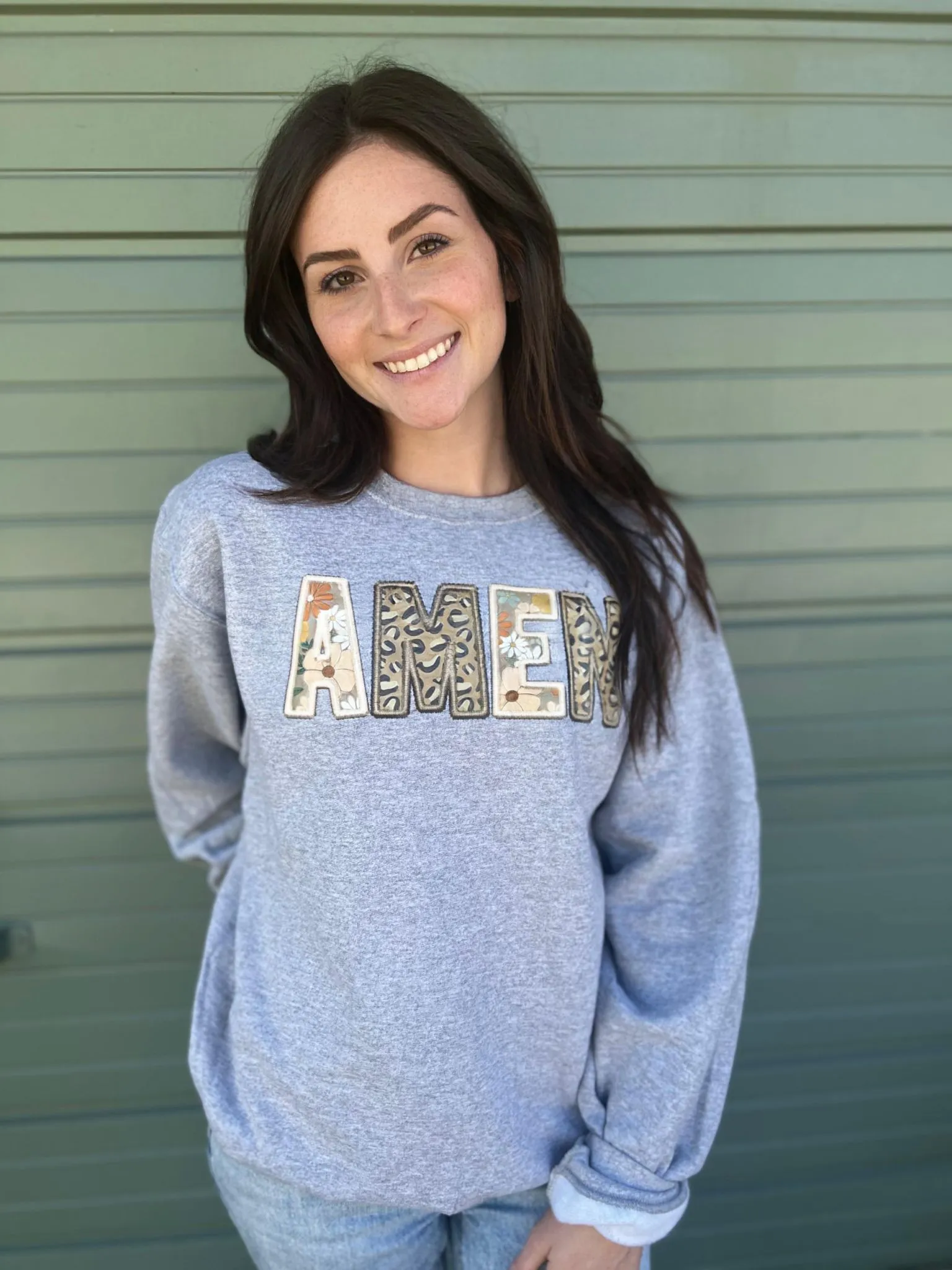 Amen Faux Embroidery Sweatshirt