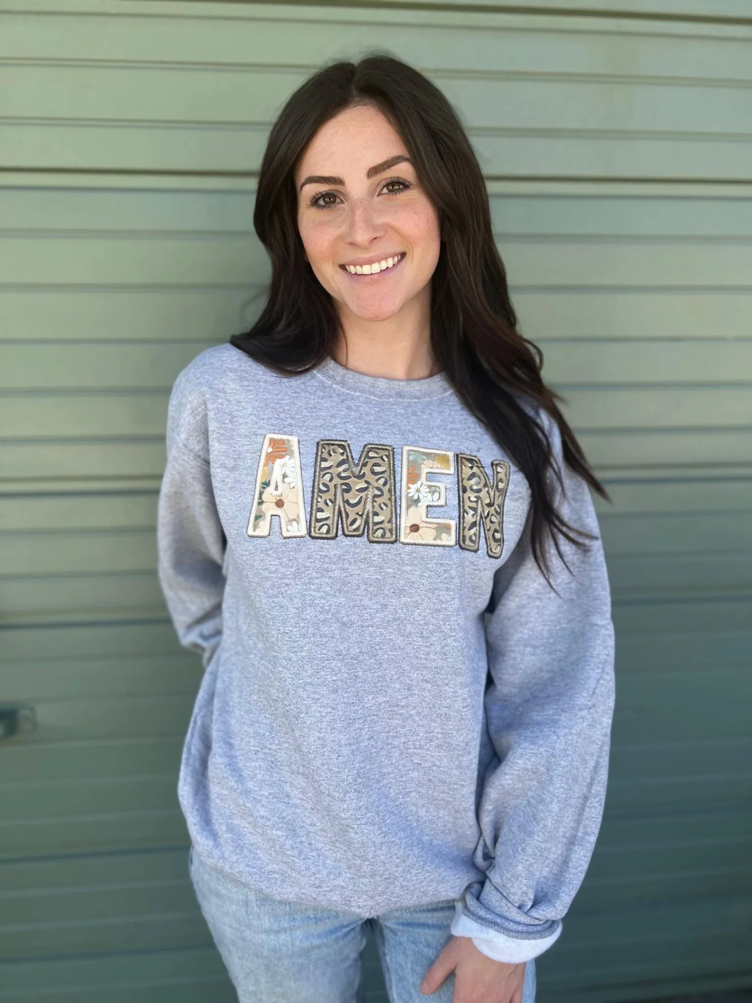 Amen Faux Embroidery Sweatshirt