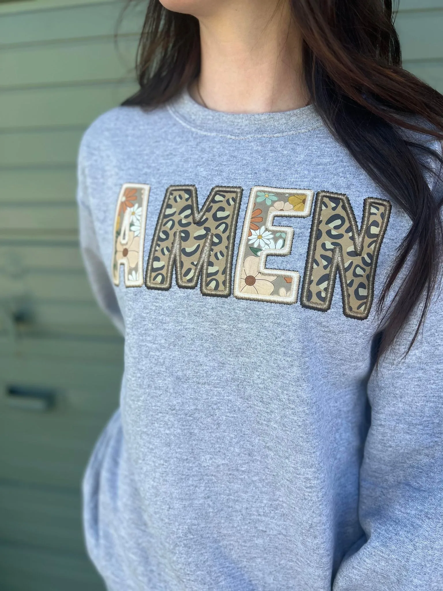 Amen Faux Embroidery Sweatshirt