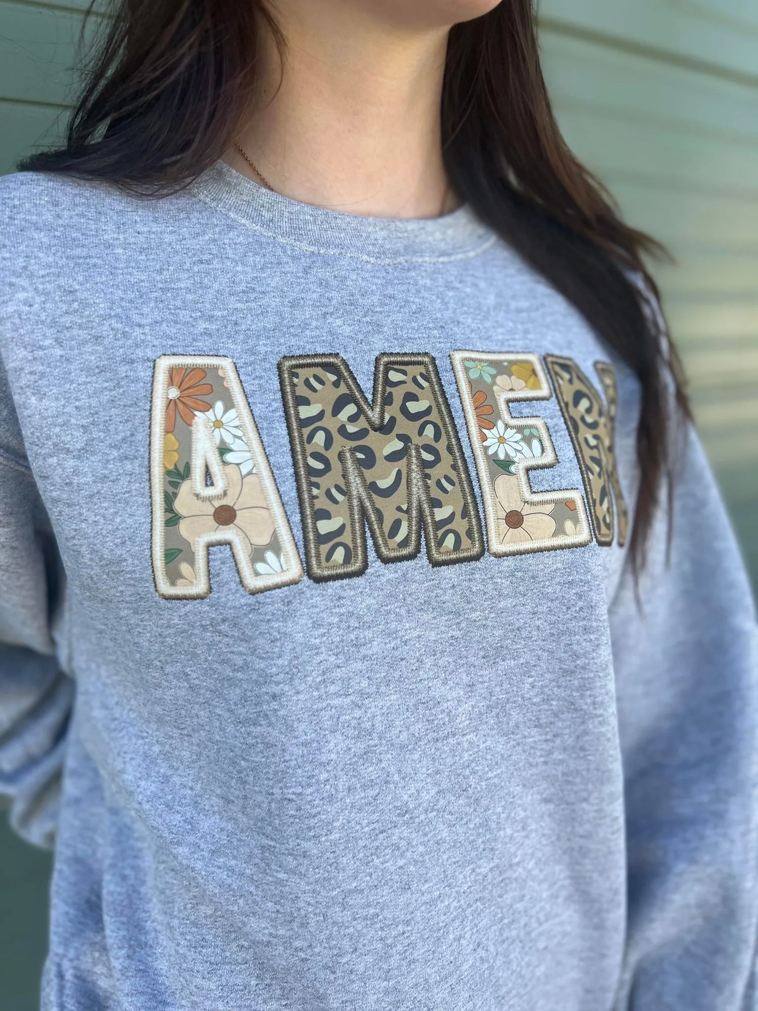 Amen Faux Embroidery Sweatshirt