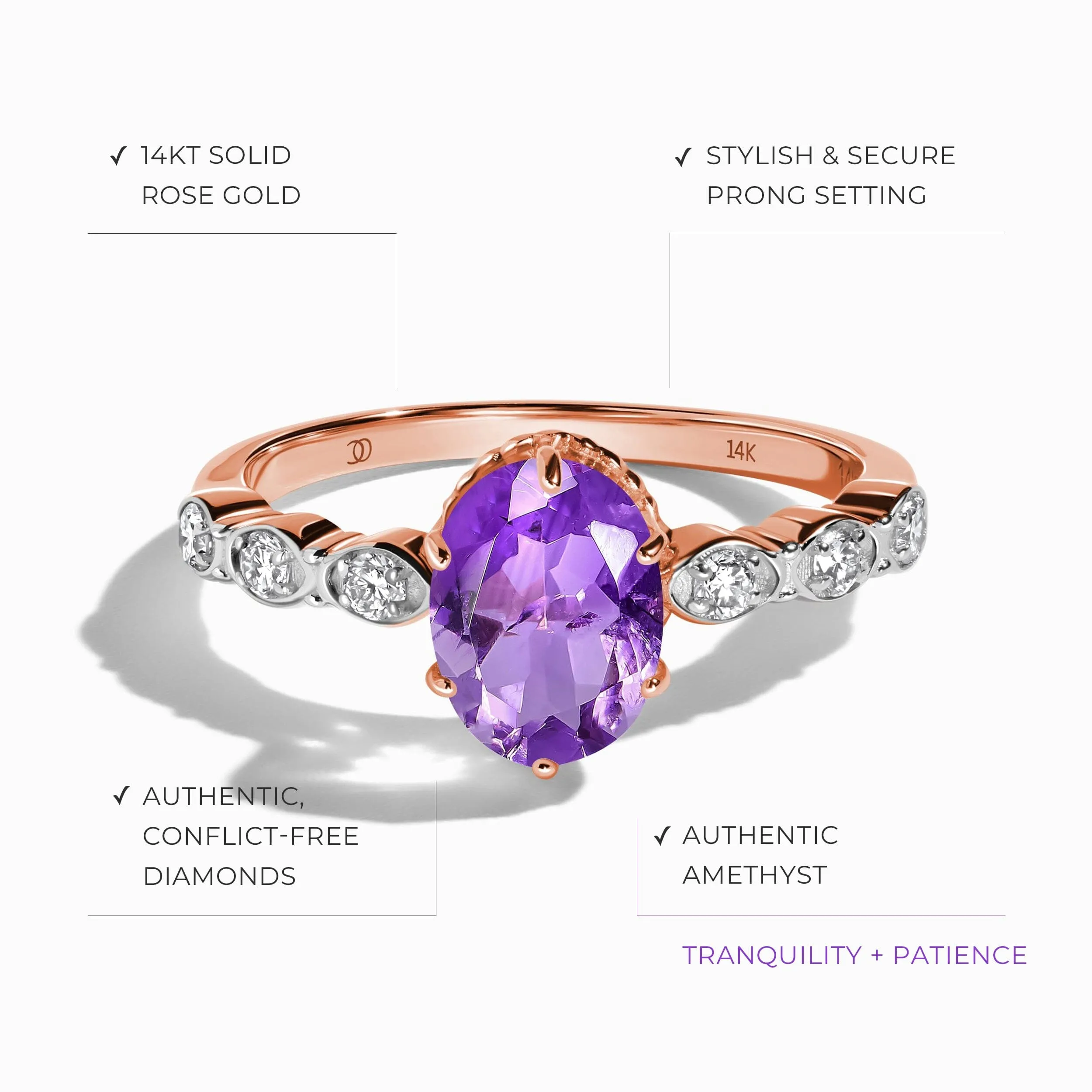 Amethyst Diamond Ring - Mirth