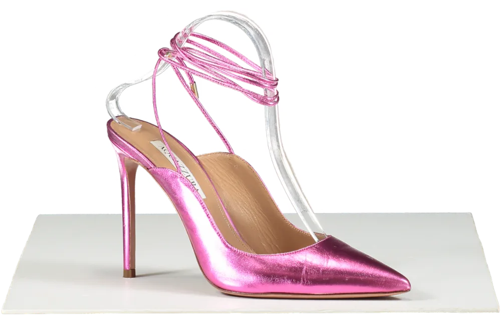 Aquazzura Pink Ankle Tie Pumps UK 6.5 EU 39.5 👠