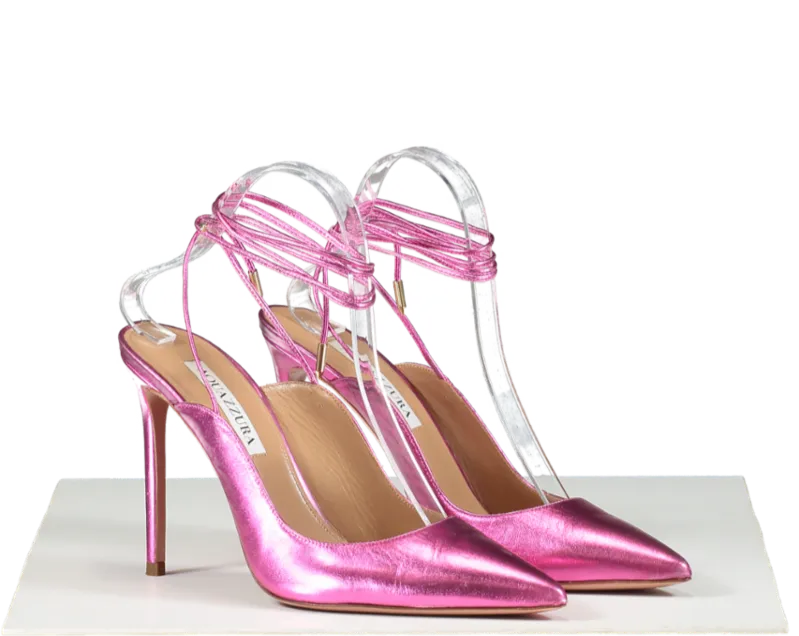 Aquazzura Pink Ankle Tie Pumps UK 6.5 EU 39.5 👠