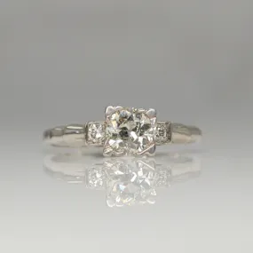 Art Deco Diamond in a Square Setting Solitaire Engagement Ring