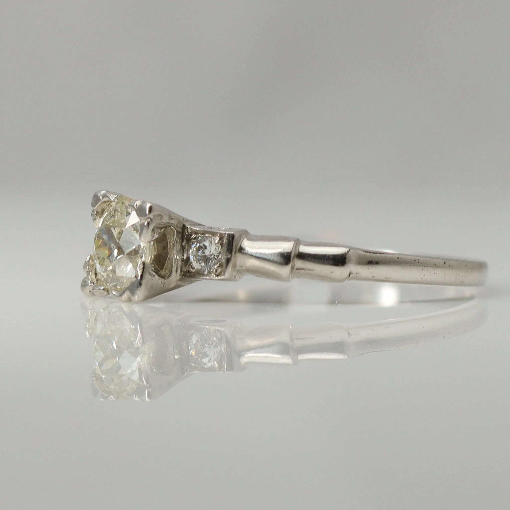 Art Deco Diamond in a Square Setting Solitaire Engagement Ring