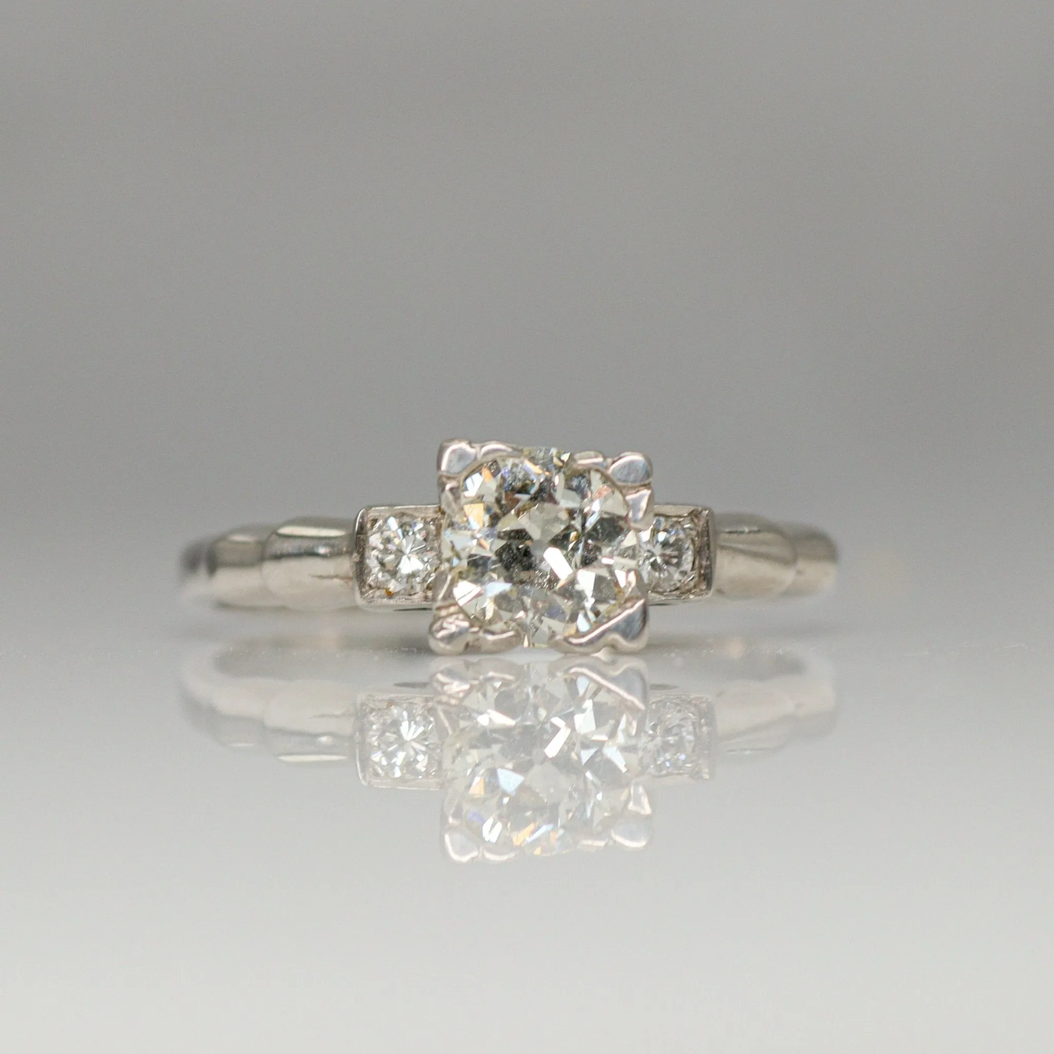 Art Deco Diamond in a Square Setting Solitaire Engagement Ring