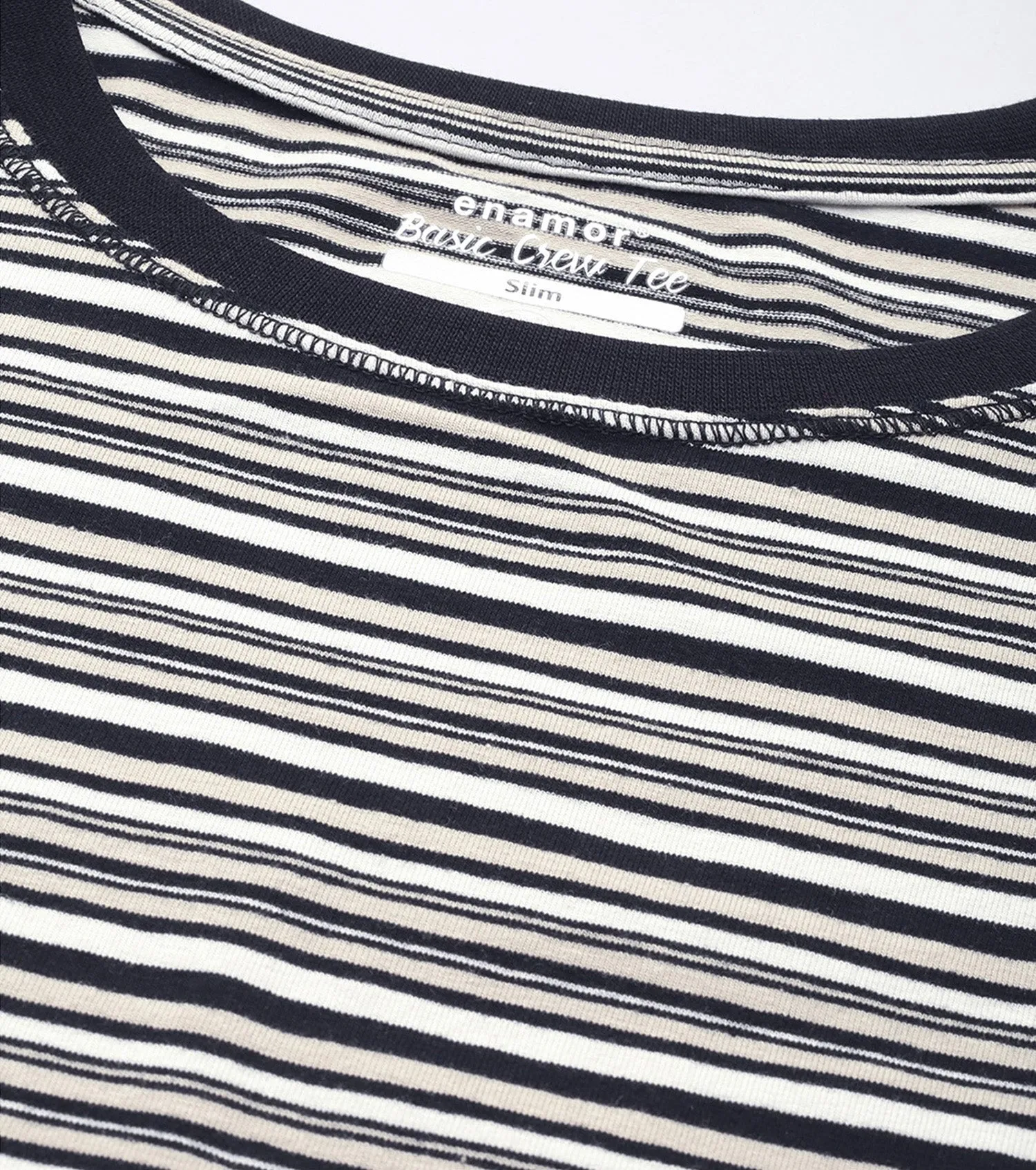 Basic Crew Tee – Striped | Short Sleeve Crew Neck Stretch Cotton Tee