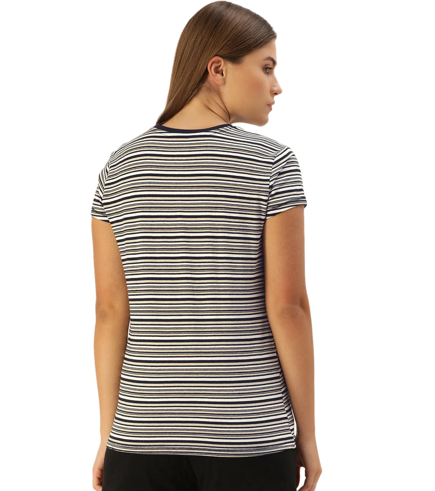 Basic Crew Tee – Striped | Short Sleeve Crew Neck Stretch Cotton Tee