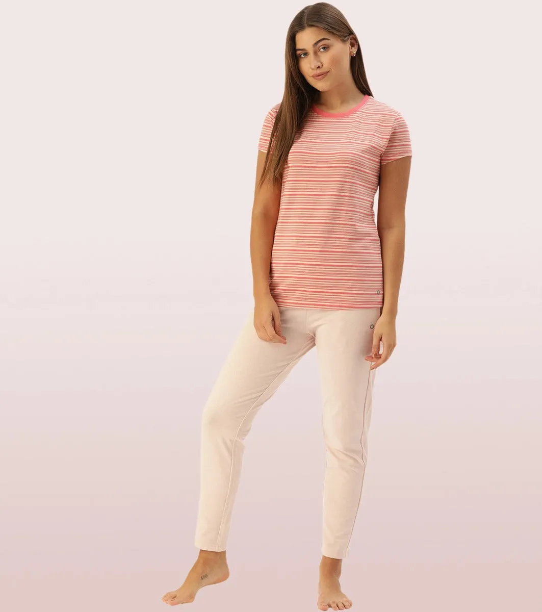 Basic Crew Tee – Striped | Short Sleeve Crew Neck Stretch Cotton Tee