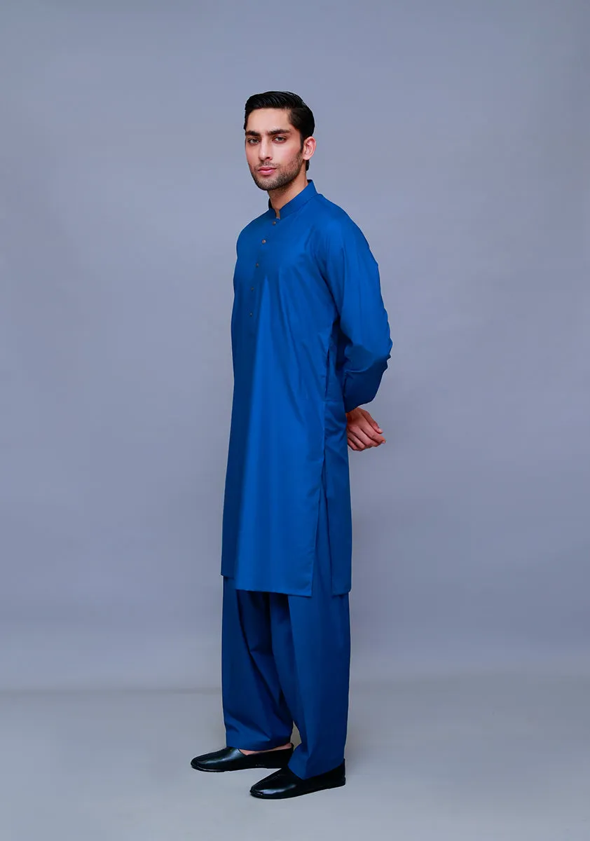 Basic Poly Viscose Moroccan Blue Classic Fit Suit