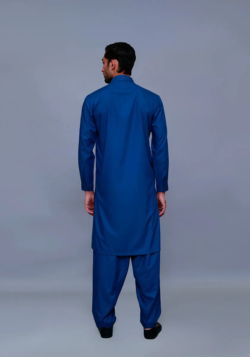 Basic Poly Viscose Moroccan Blue Classic Fit Suit