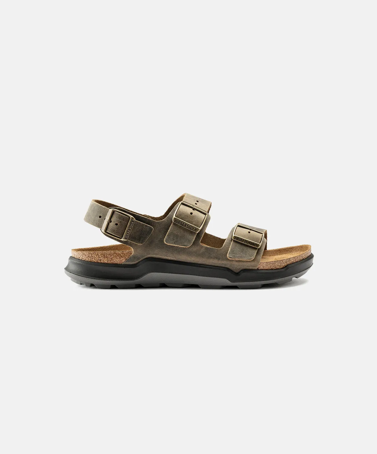 Birkenstock Milano Cross Town Oiled Leather Faded Khaki Sandals