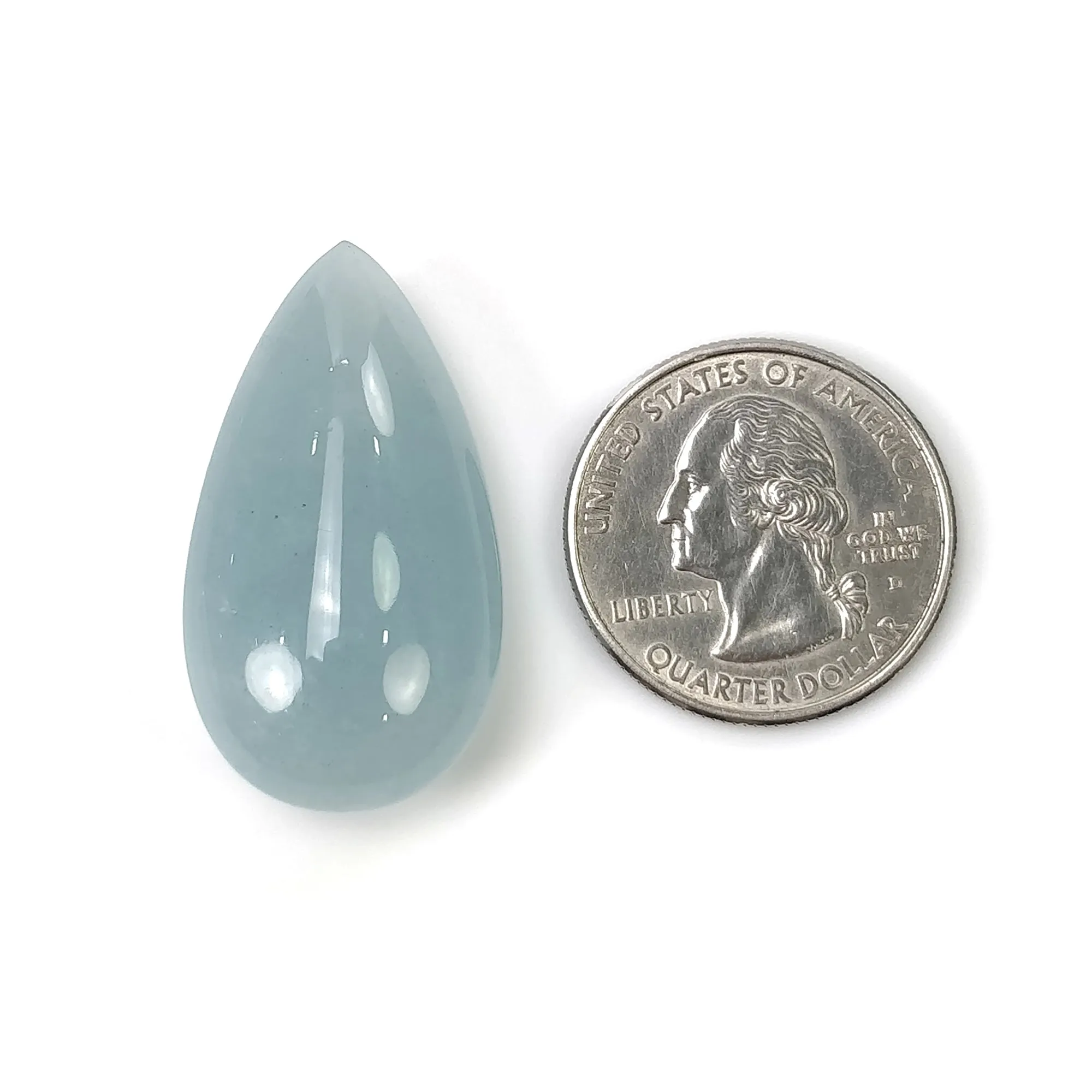 BLUE AQUAMARINE Gemstone Cabochon : 51.55cts Natural Untreated Aquamarine Pear Shape Cabochon 35*19.5mm