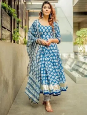 Blue Salwar Kameez With Dupatta Ready To Wear