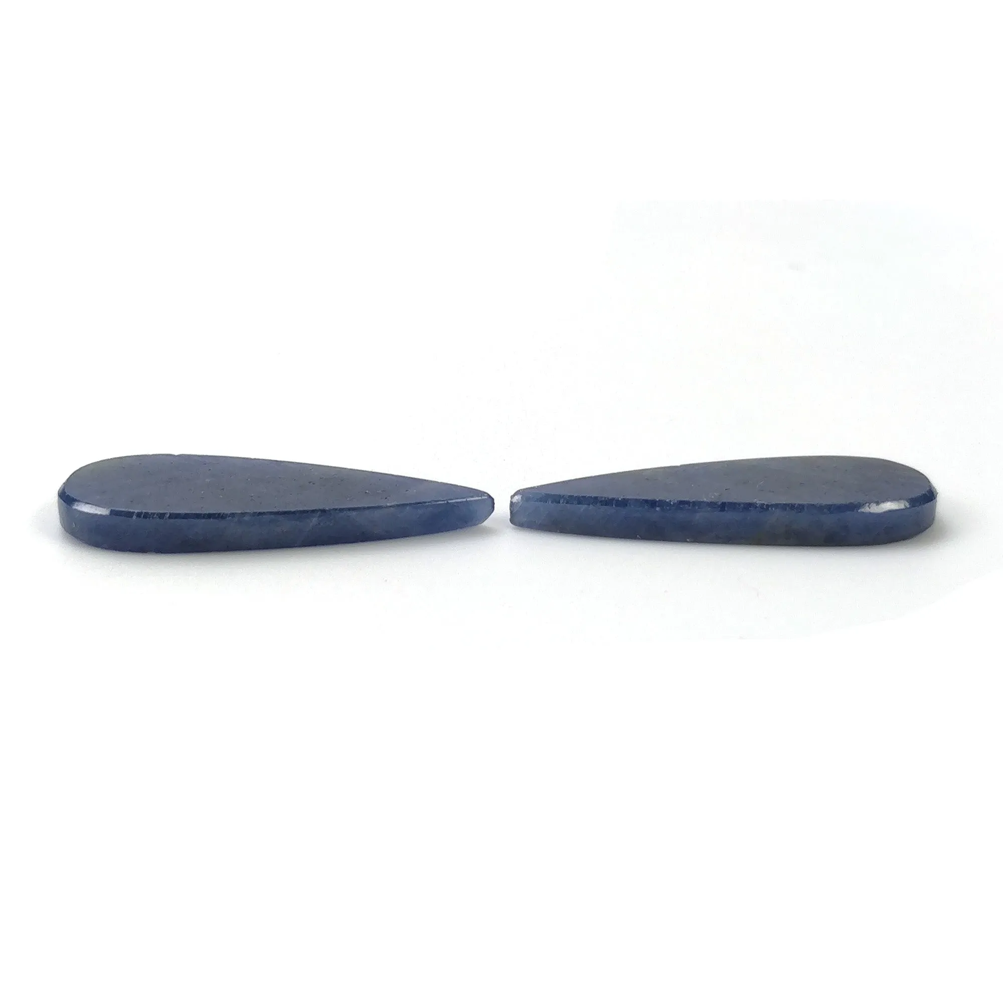 BLUE SAPPHIRE Gemstone Flat Slice : 26.00cts Natural Untreated Untreated Sapphire Pear Shape 30*11mm Pair (With Video)