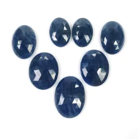 BLUE SAPPHIRE Gemstone Rose Cut : 102.35cts Natural Untreated Unheated Sapphire Oval Shape 17*12mm - 23*17mm 7pcs