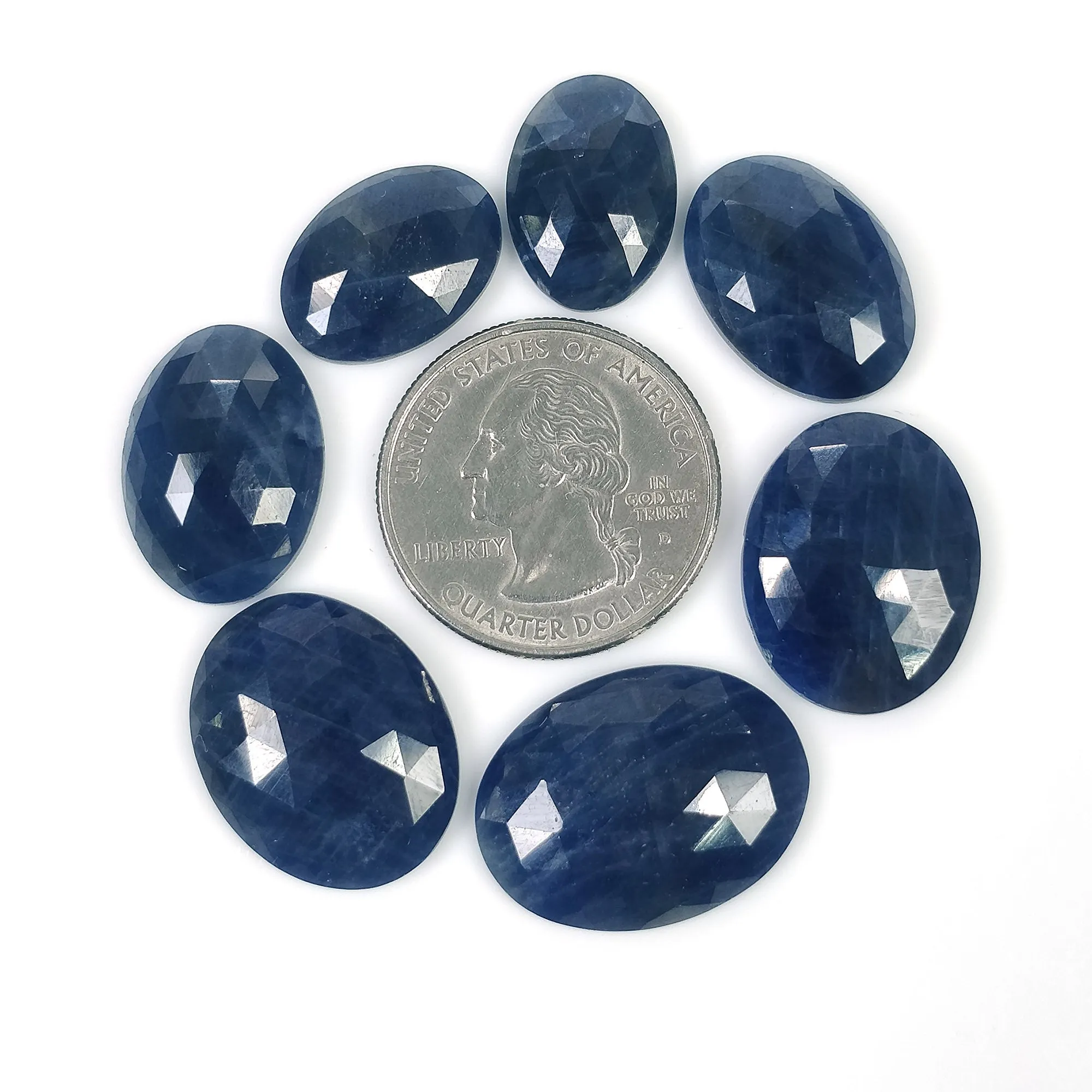 BLUE SAPPHIRE Gemstone Rose Cut : 102.35cts Natural Untreated Unheated Sapphire Oval Shape 17*12mm - 23*17mm 7pcs