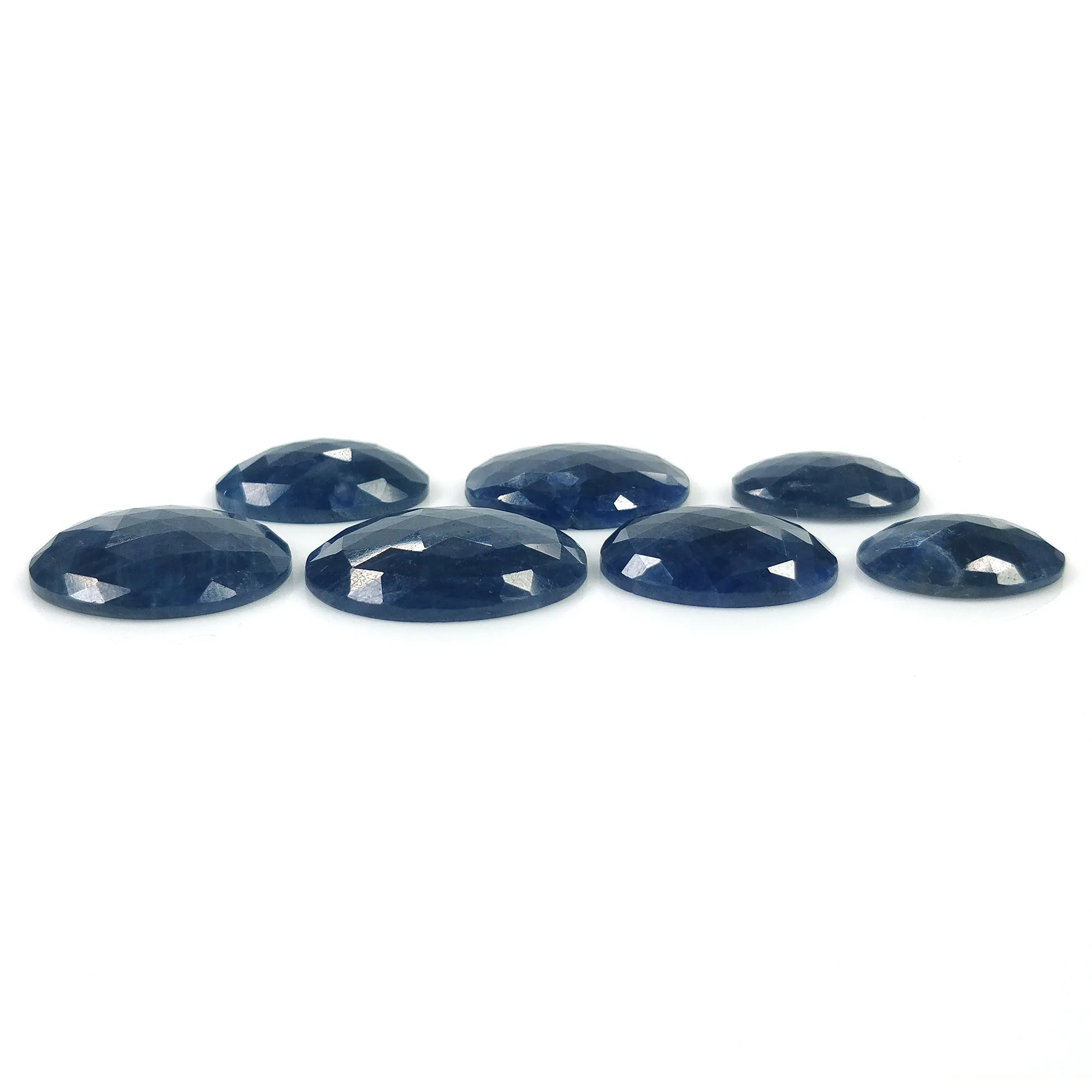 BLUE SAPPHIRE Gemstone Rose Cut : 102.35cts Natural Untreated Unheated Sapphire Oval Shape 17*12mm - 23*17mm 7pcs