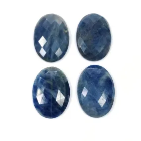 BLUE SAPPHIRE Gemstone Rose Cut : 99.15cts Natural Untreated Unheated Sapphire Oval Shape 25*18mm - 26*19mm 4pcs (With Video)