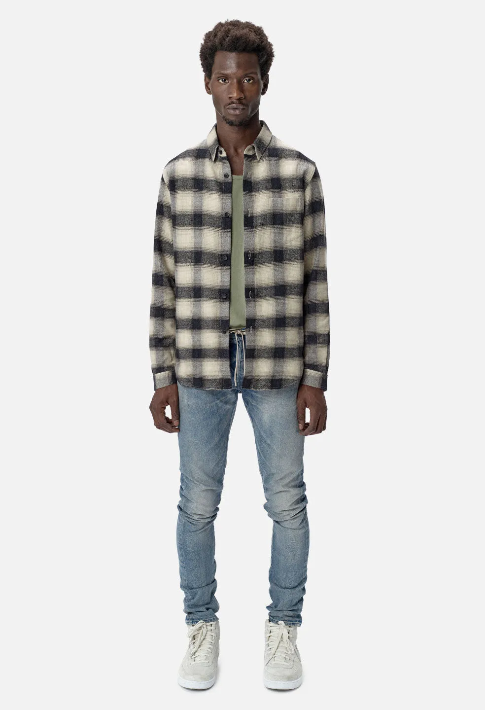 Brushed Flannel Button Up / Bone