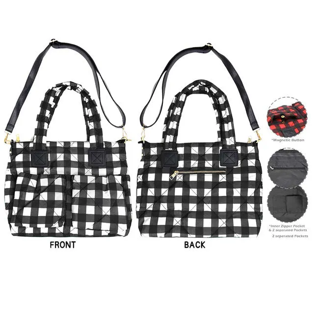 Buffalo Check Puffer Tote Bag