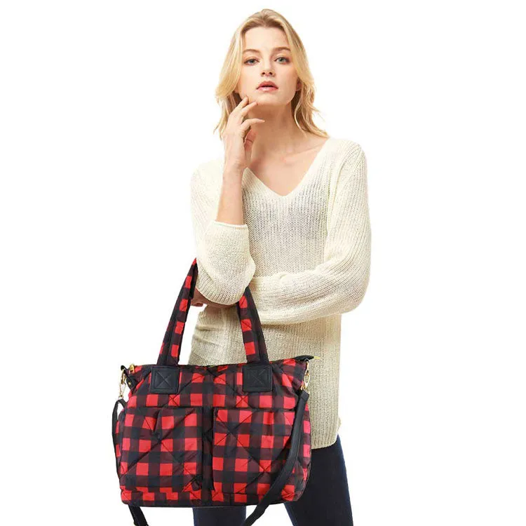 Buffalo Check Puffer Tote Bag