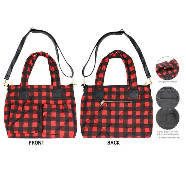 Buffalo Check Puffer Tote Bag