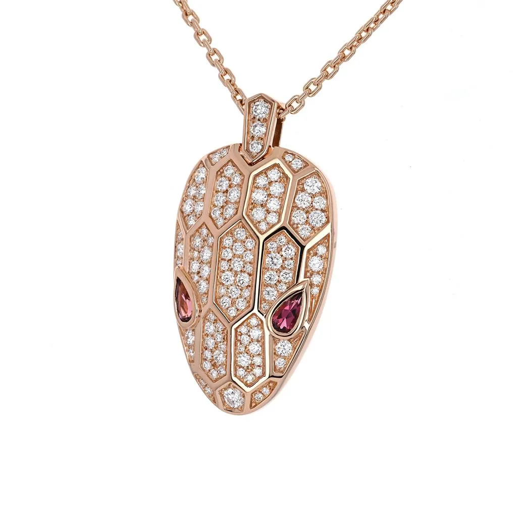 Bulgari Serpenti Necklace, Rubellite Eyes - Rose Gold