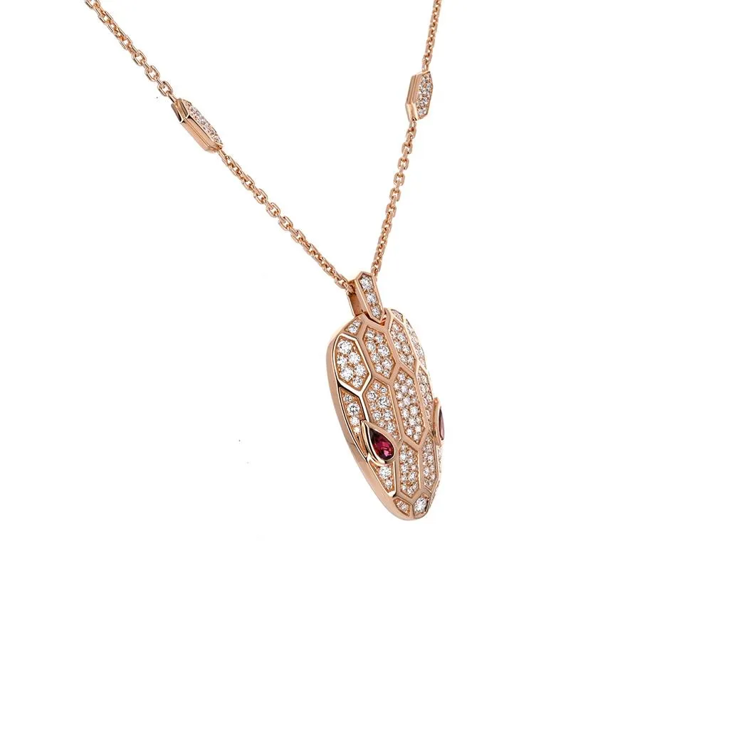 Bulgari Serpenti Necklace, Rubellite Eyes - Rose Gold