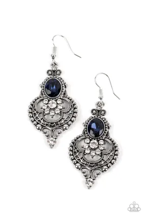 Castle Chateau Blue Rhinestone Earrings - Paparazzi Accessories