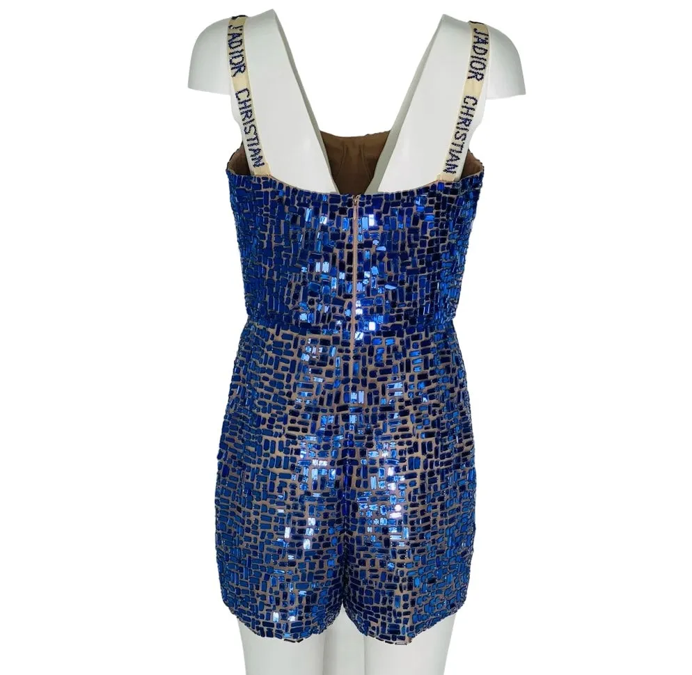 CHRISTIAN DIOR - Salopette crystals blue blue size 34 FR