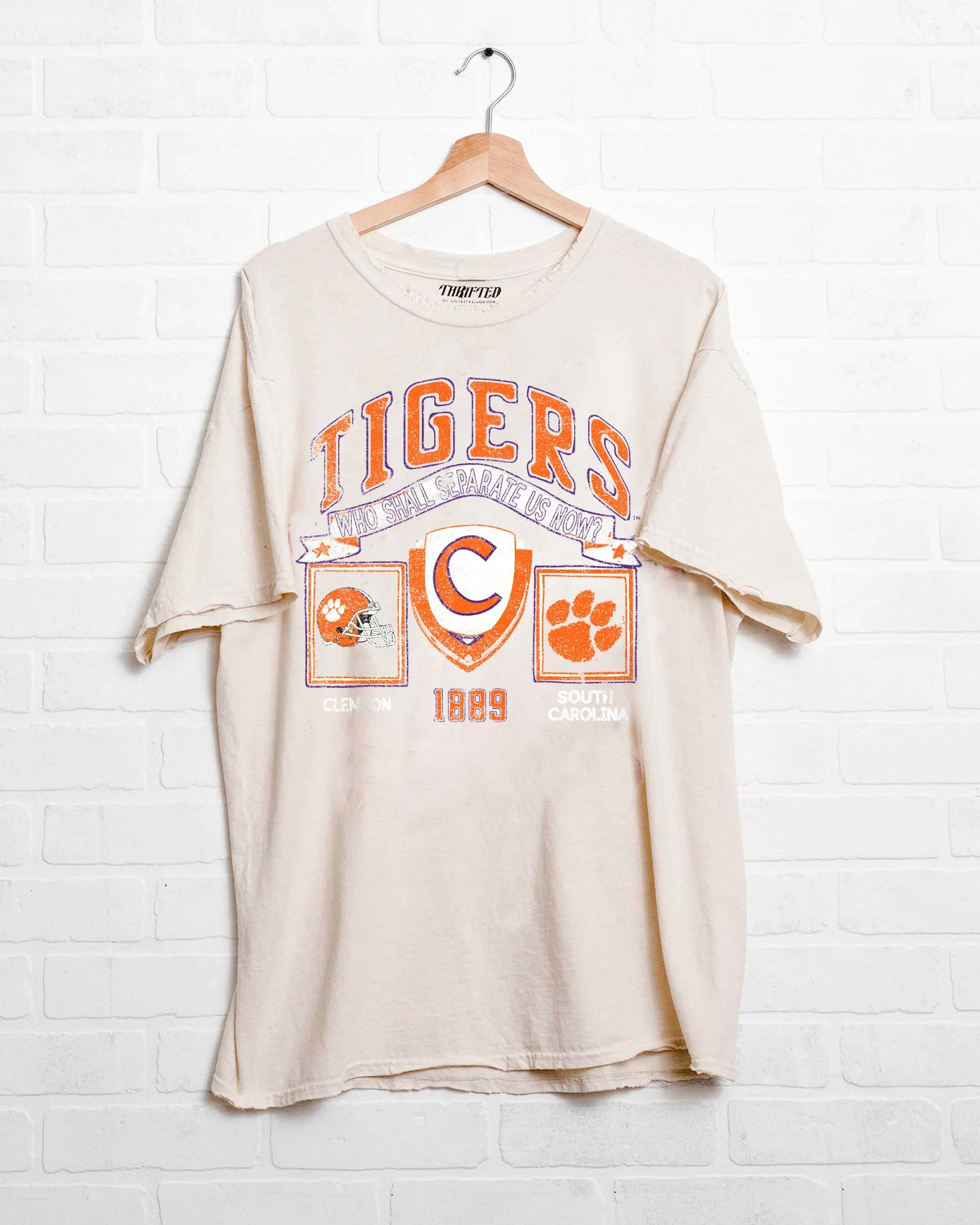 Clemson Tigers Prep Patch Off White Thrifted Tee