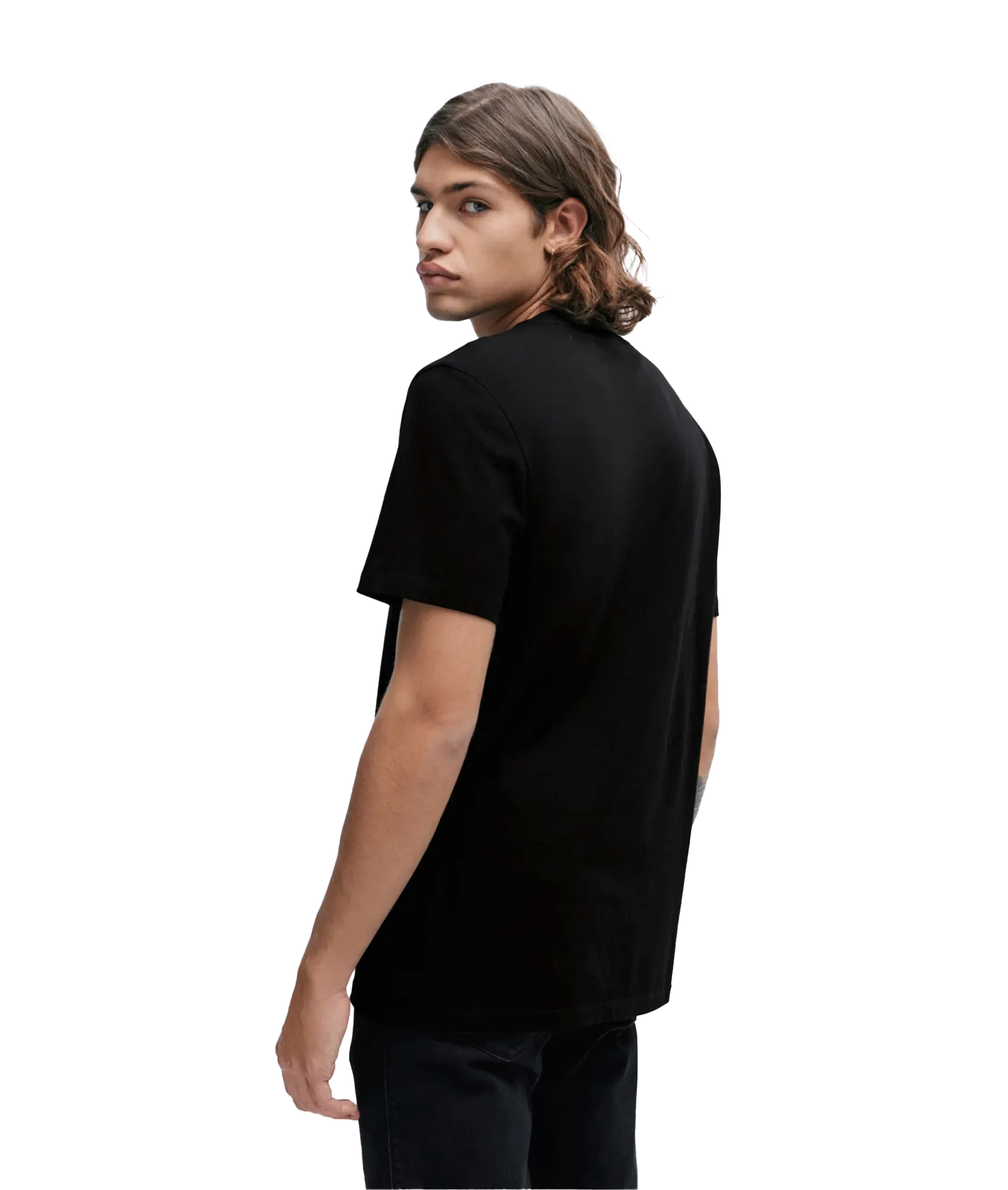 Cotton-jersey T-shirt With Puffed Flame Logo - Black